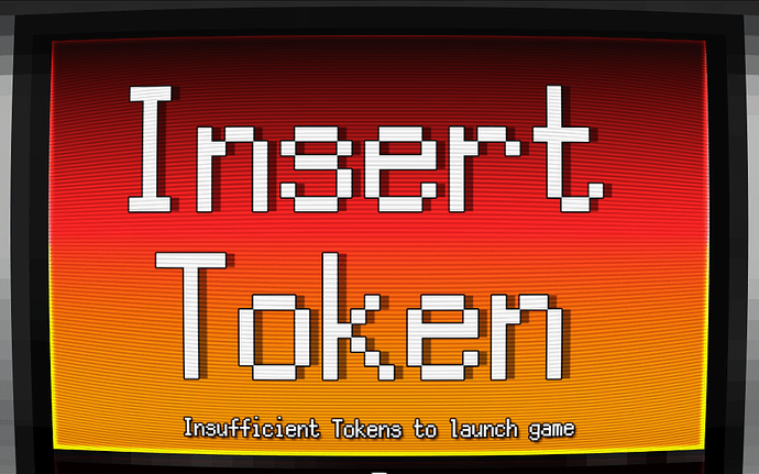 トークン不足でアーケードマシンからゲームを起動できないことを示すトークン挿入サイン