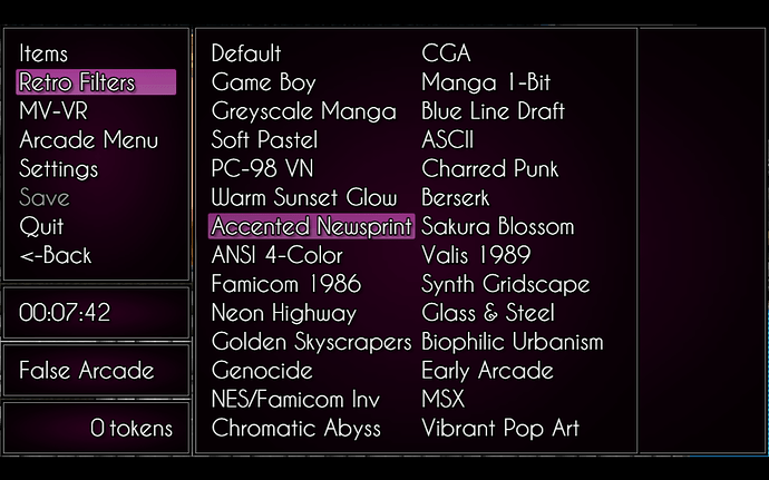 6. Retro Color Filters in False Series Arcade by SigmaSuccour