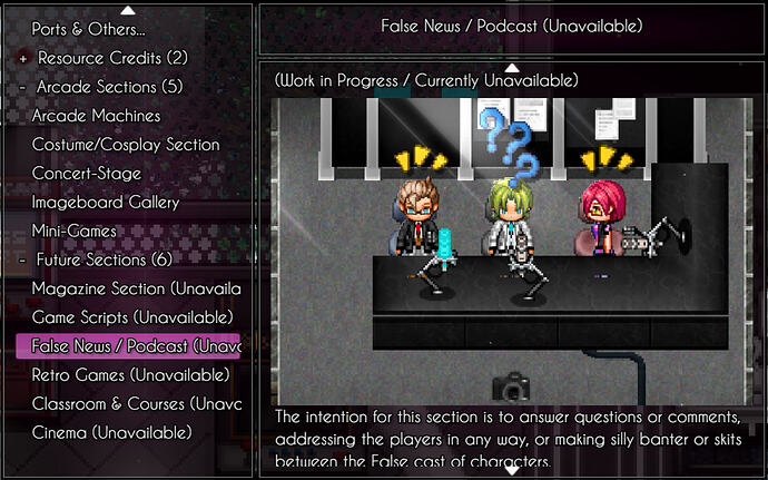 Space & Areas with specific functionin False Series Arcade by SigmaSuccour 1