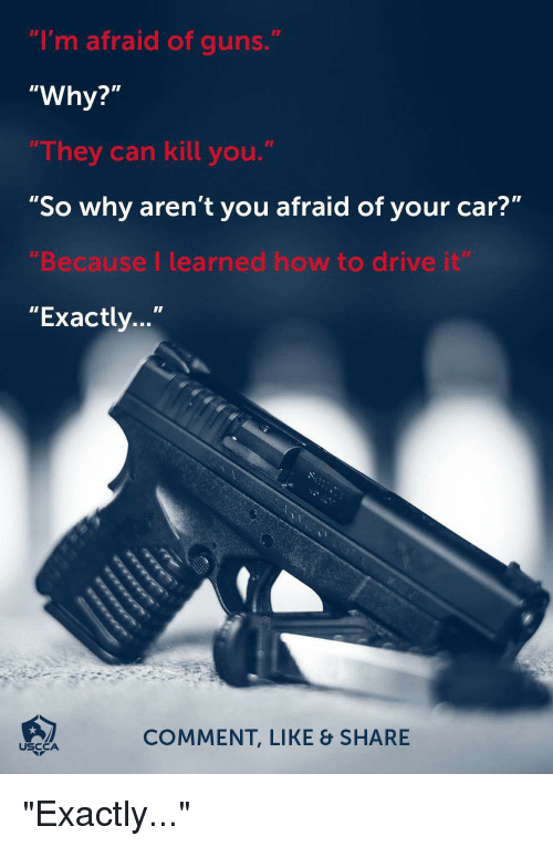 Image result for afraid of driving a car afraid of a gun