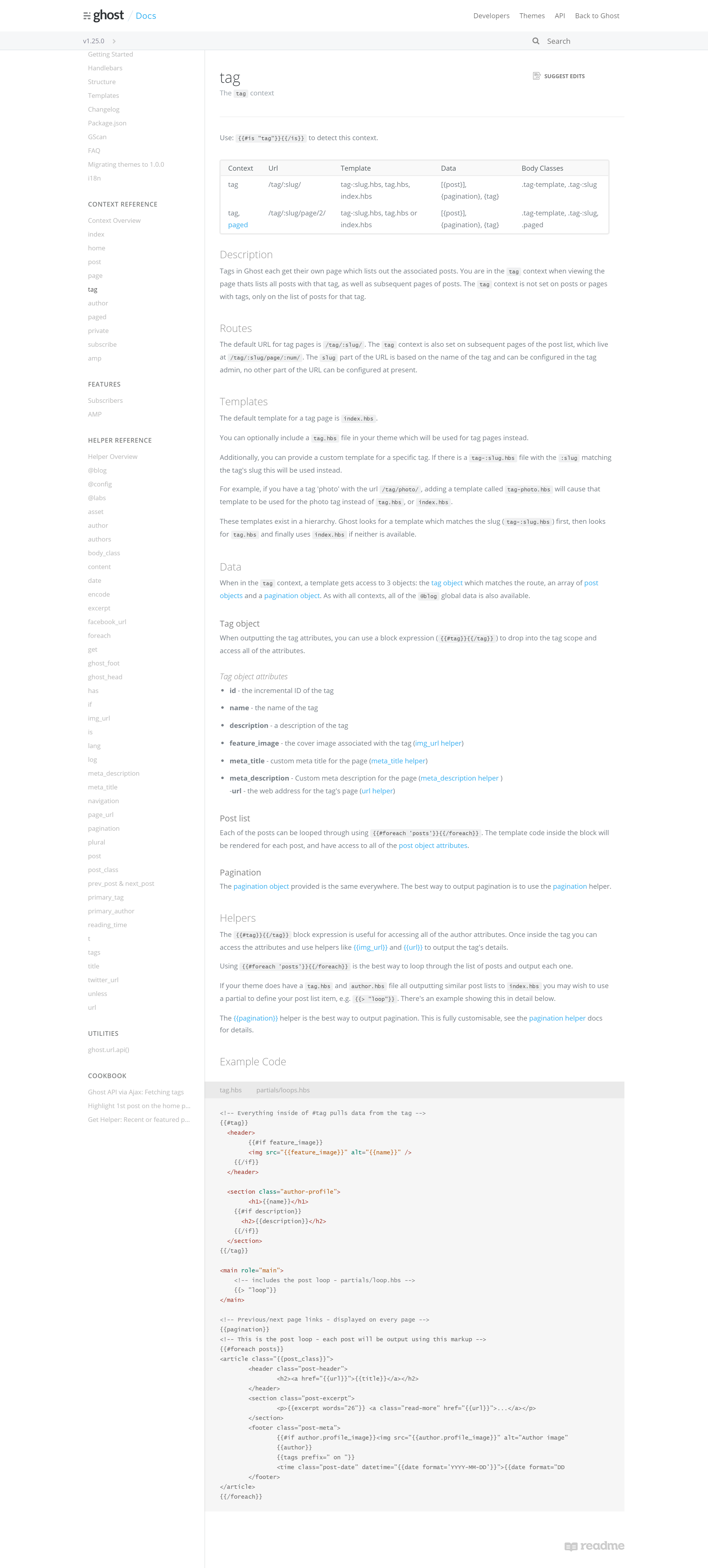 Ghost Themes Docs Tag Context 1.25